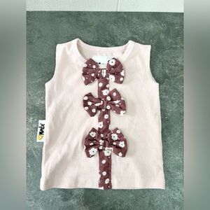 Maniere pink girls infant tank triple bows pattern top size 9 months
